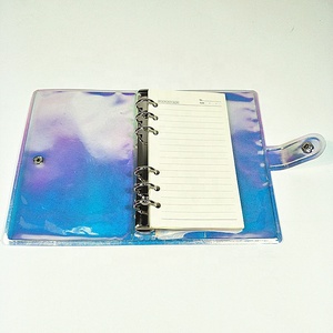 A5 A6 A7 Riutilizzabile Olografica Ufficiale Legante Della Copertura del Rainbow PVC Notebook Shell con Chiusura A Bottone A Pressione 6 Anelli Sciolto Foglia caso