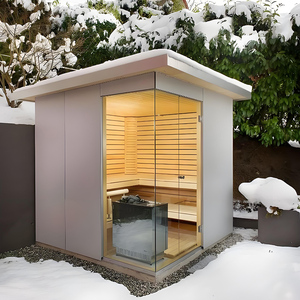 Square Design Outdoor Wooden Sauna Room Steam Sauna with <strong>LED</strong> &amp; Bluetooth - Product Image 2