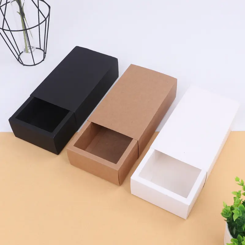 High Quality Contracted Design Folding Drawer Boxes Kraft paper Gift paper Box