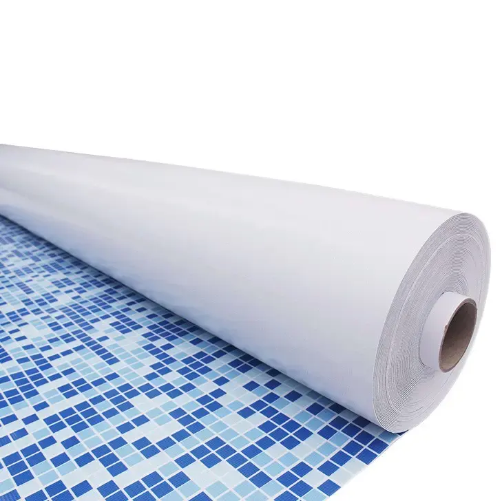 PIKES Revêtement de piscine 1.2mm et 1.5mm Revêtement en PVC de piscine bleu océan et blanc pour piscine en vinyle