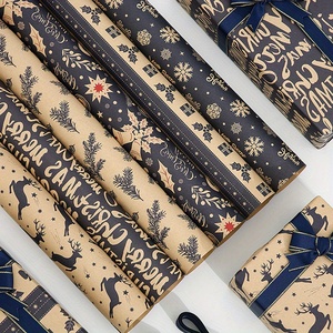 Vintage Natal Embrulho Papel Rolls com Rena & <span class=keywords><strong>Snowflake</strong></span> Padrões para Aniversário, Holiday & Festive Gift Packaging