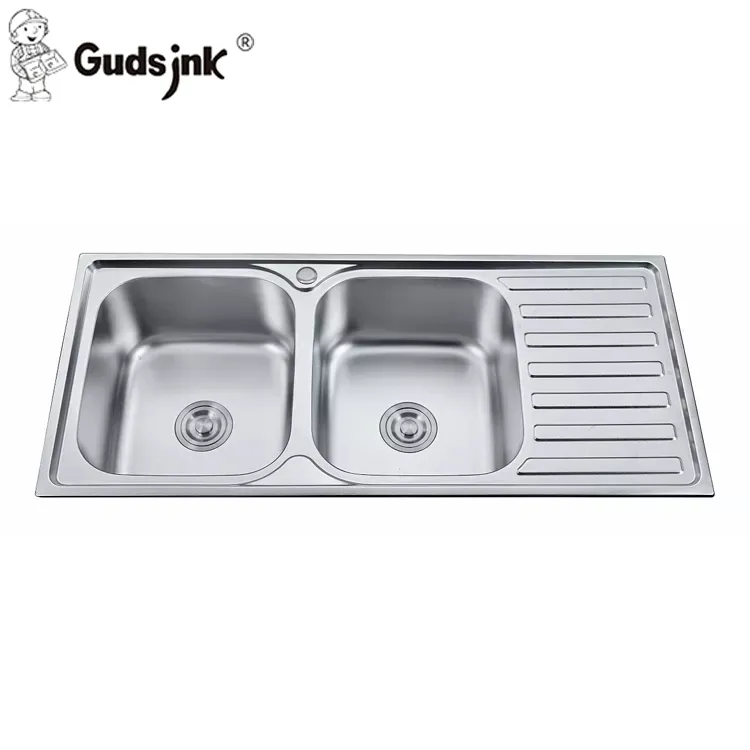 Gudsink vendita calda tradizione doppia ciotola con scarico lavello in acciaio inox dimensioni lavello da cucina