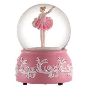 Bola de nieve personalizada Música Spinning Ballet Bailarina Bailando globo personalizado Base de flor Rosa Decoración del hogar Recuerdo Globo de nieve