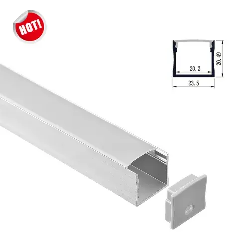 Profil de canal en aluminium en forme de U de taille RL-2007 20*20 pour bande de LED de 20.2mm