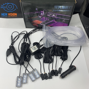 6-in-1 çok renkli LED araç İç işık kiti APP kontrollü RGB Fiber optik atmosfer aydınlatma - Product Image 5