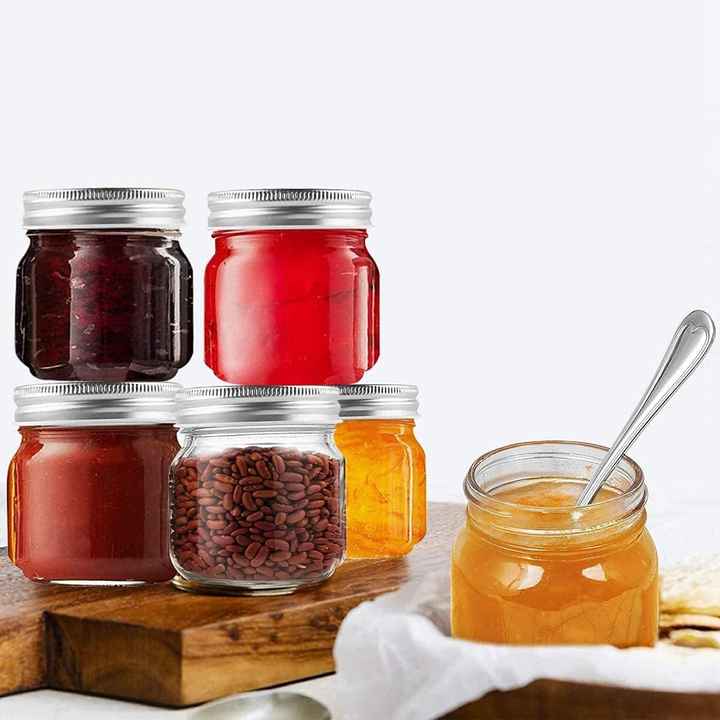4oz 8oz 12oz 16oz 32oz 64oz trasparente bocca larga barattolo di vetro per la conservazione degli alimenti con coperchio a vite in metallo