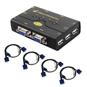 JideTech <strong>4</strong>-Port <strong>KVM</strong> <strong>Switch</strong> with USB VGA Keyboard Mouse Monitor Computer Switcher Adapter Audio &amp; Video Accessory
