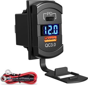 QC 3.0 USB & tipi C Rocker anahtarı tarzı şarj mavi voltmetre tekneler için, Polaris, RZR 1000, Ranger, mobil ev, RV, casus olabilir - Product Image 1