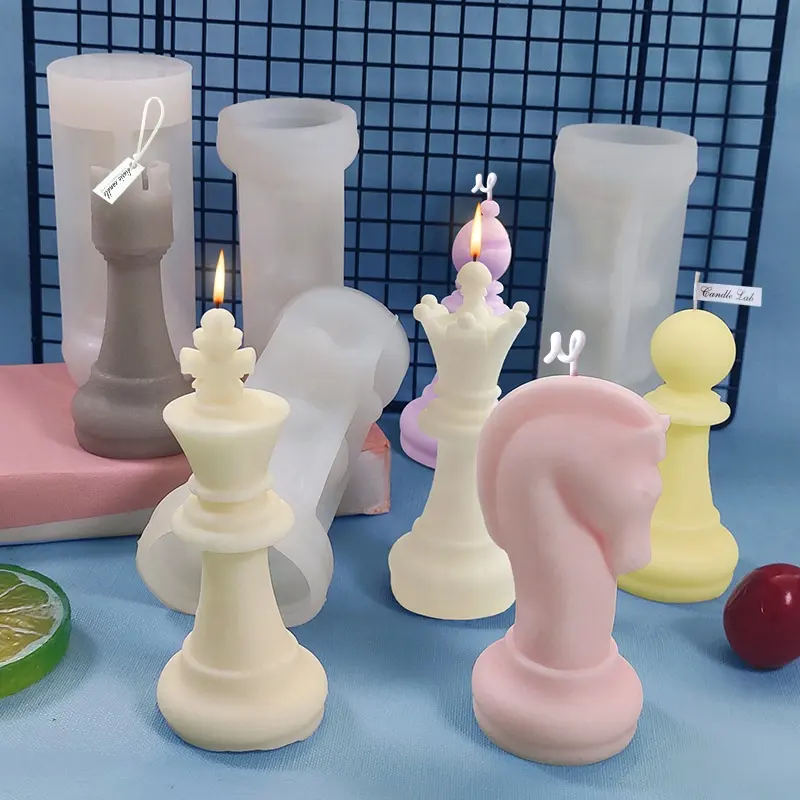 새로운 스타일 대형 체스 실리콘 금형 DIY 체스 조각 여섯 조각 금형 크리 에이 티브 촛불 금형
