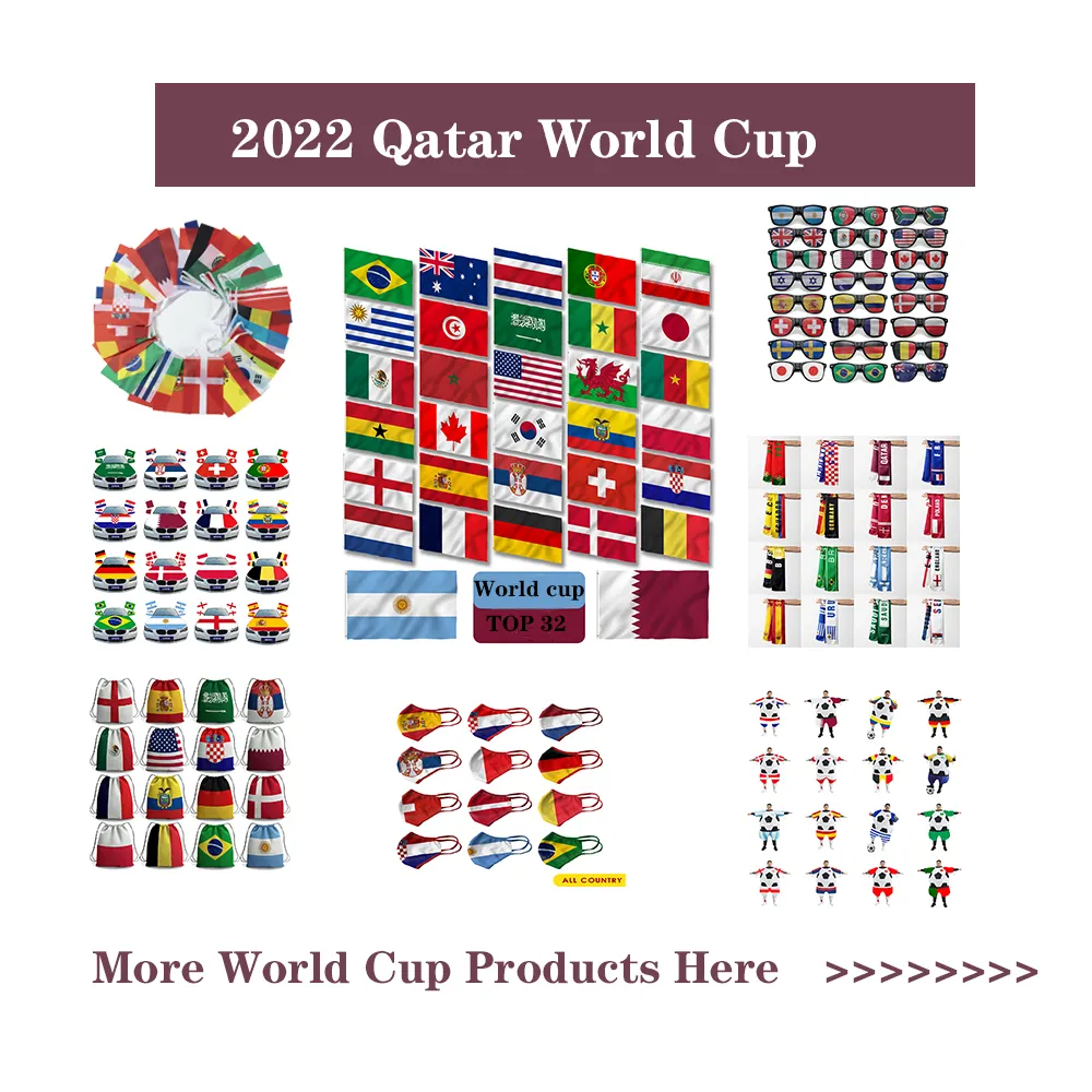 BOLISI 2022 coppa del mondo calcio tifosi sciarpa cappelli occhiali da sole tifo tutti i paesi prodotti bandiere per tutti i paesi