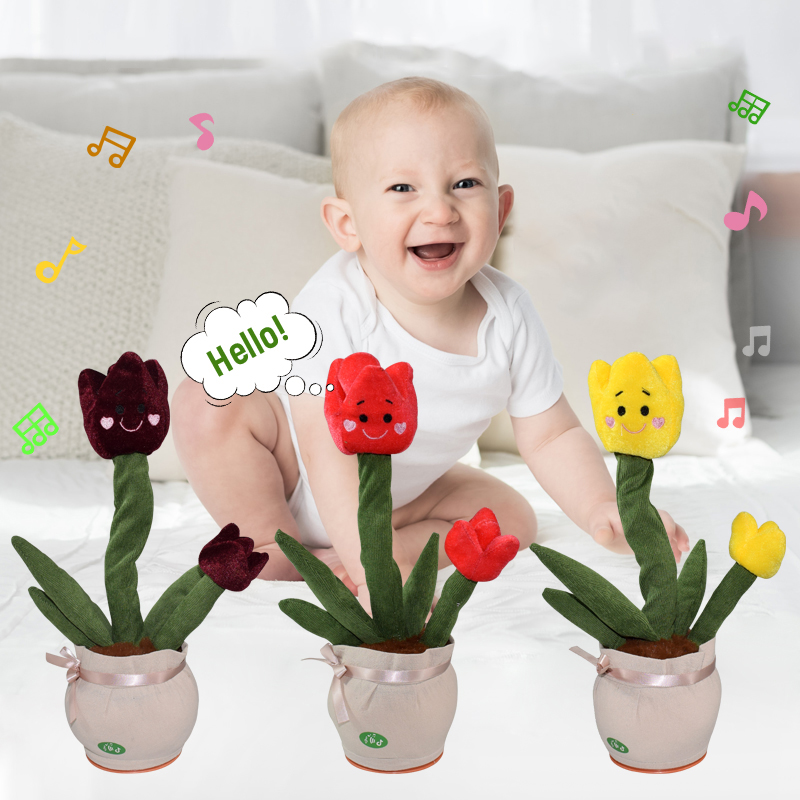 usb charging rechargeable dancing cactus and talking plush toy electric plush plant robot toys