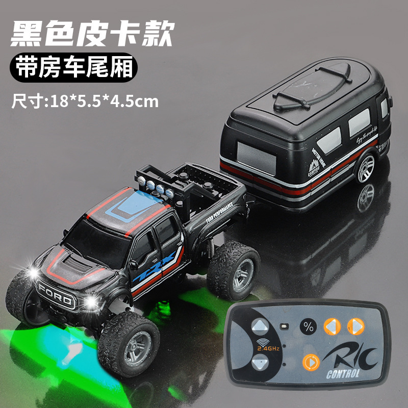 Mini coche de control remoto de aleación - Camioneta pickup negra + caja de carga