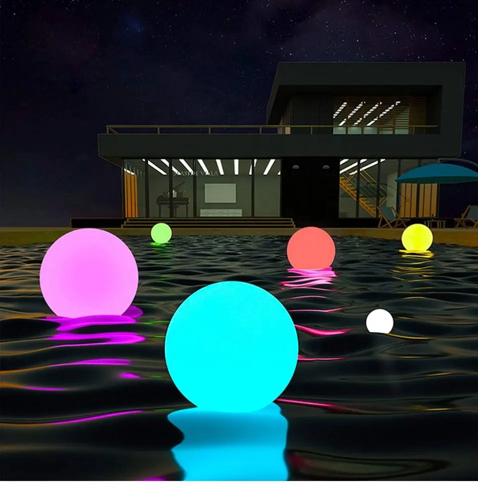 Luz nocturna de 40Cm para la playa, iluminación de jardín, impermeable, para fiesta, piscina, 16 colores, bola flotante inflable