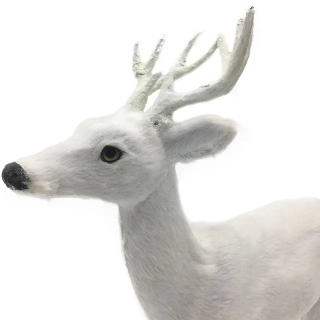Suministros de decoración navideña adornos navideños animal realista plushsika escultura de ciervo blanco