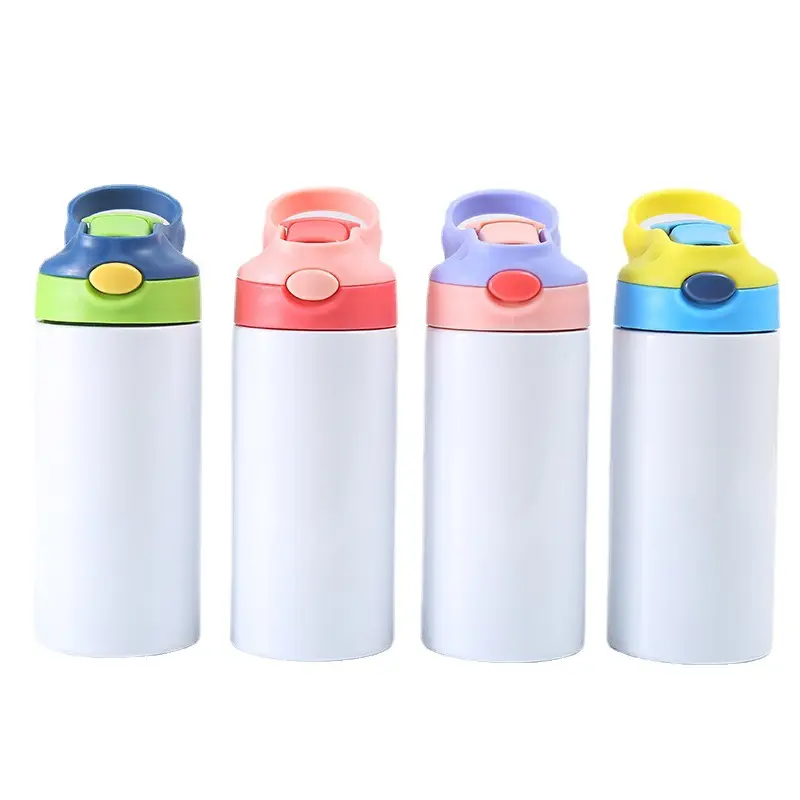 Colores mezclados 12OZ Niños Botella de agua BPA Libre Aislado Acero inoxidable Lindo sublimación Vaso en blanco para niños