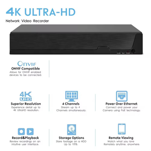 4CH 5MP Sistema de cámara de seguridad HD 4K POE NVR Cámara IP a todo color Al Aire Libre Audio Video Red CCTV Cámara Kit