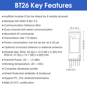 Compatible con el módulo Bluetooth central Multilink, con una distancia de transmisión de hasta 85m Módulo Bluetooth DA14585 Ble 5,0 - Product Image 2