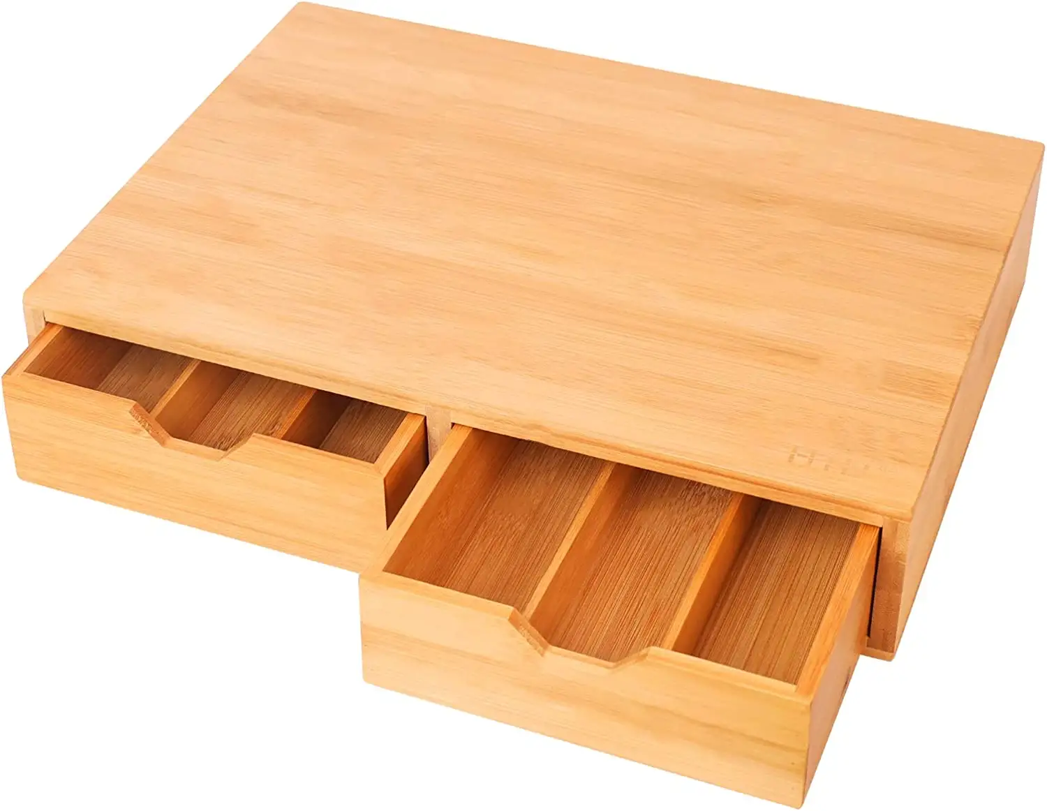 Caja de almacenamiento de bambú plegable de madera natural de 1 nivel, organizador de cajón de cápsulas de café de madera ecológico, soporte para taza K, embalaje