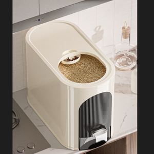 Dispensador de arroz de 6,5 kg de diseño moderno, contenedor de almacenamiento, caja de alimentos de plástico tipo prensa para cereales, forma rectangular, capacidad de carga de 10kg - Product Image 2