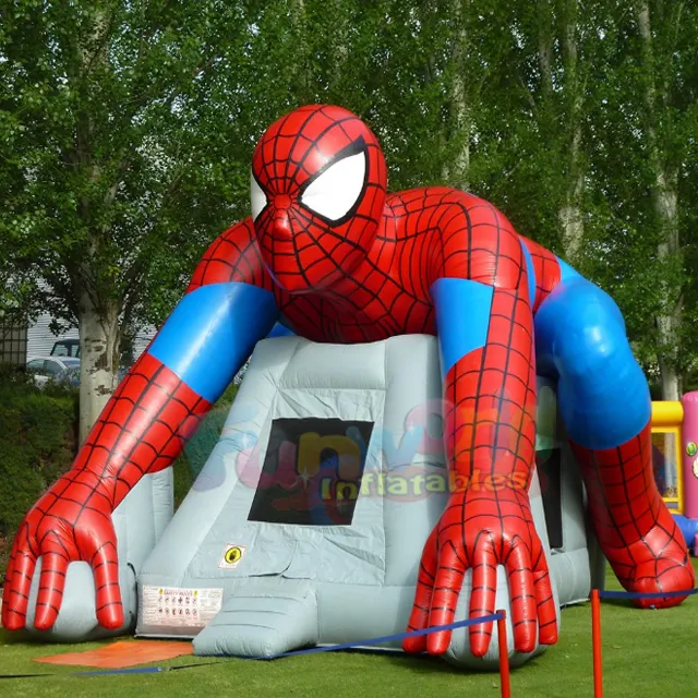 Commercial bounce house inflatable spiderman bouncy castle air bounce with slide