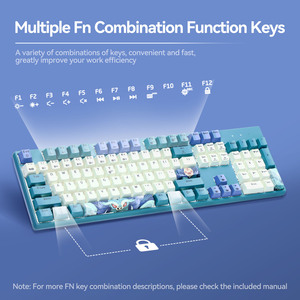 Teclado retroiluminado RGB personalizado con cable USB de escritorio 104 teclas de moda azul diseño chino teclado óptico para juegos para ordenador PC - Product Image 5