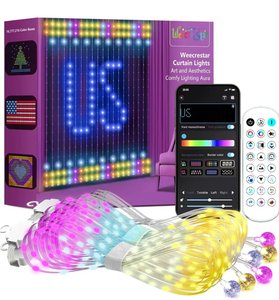 Smart Curtain <strong>String</strong> Light <strong>LED</strong> Hanging Fairy Light Pattern Text <strong>Programmable</strong> Music Sync Remote Christmas Lights Curtain Outdoor - Product Image 6