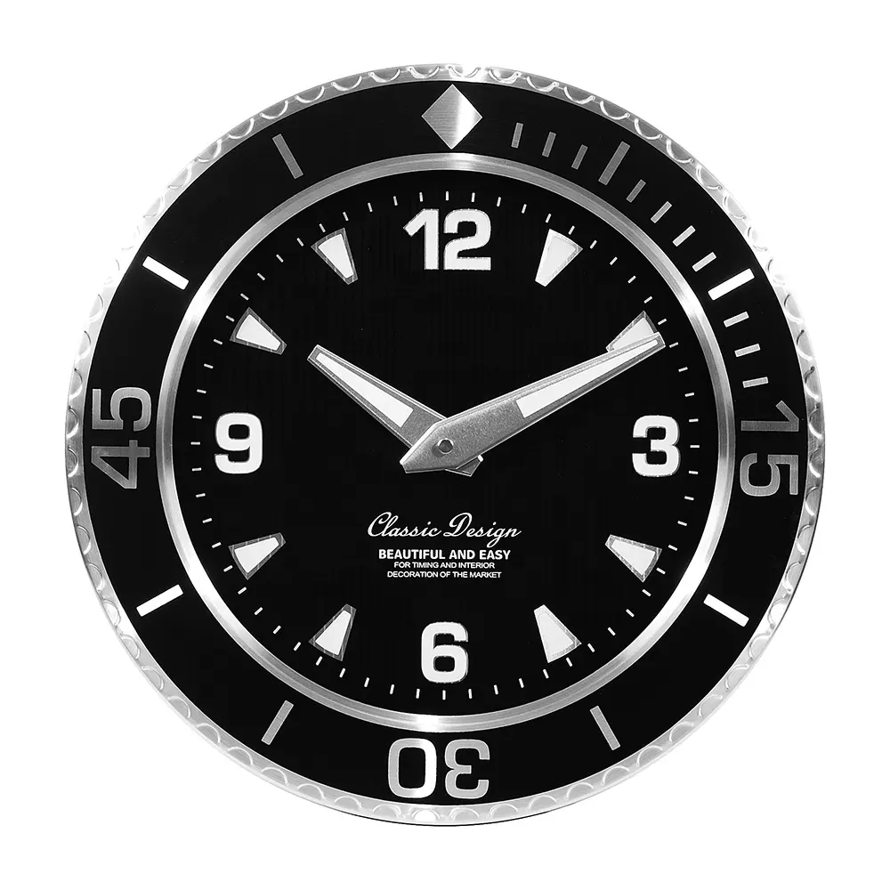 Rond Moderne En Métal De Luxe Poignet Montre Murale Horloges Silencieux Personnalisé 3D Numéros Noir Lumineux Montre Horloge Murale Grand Diamant