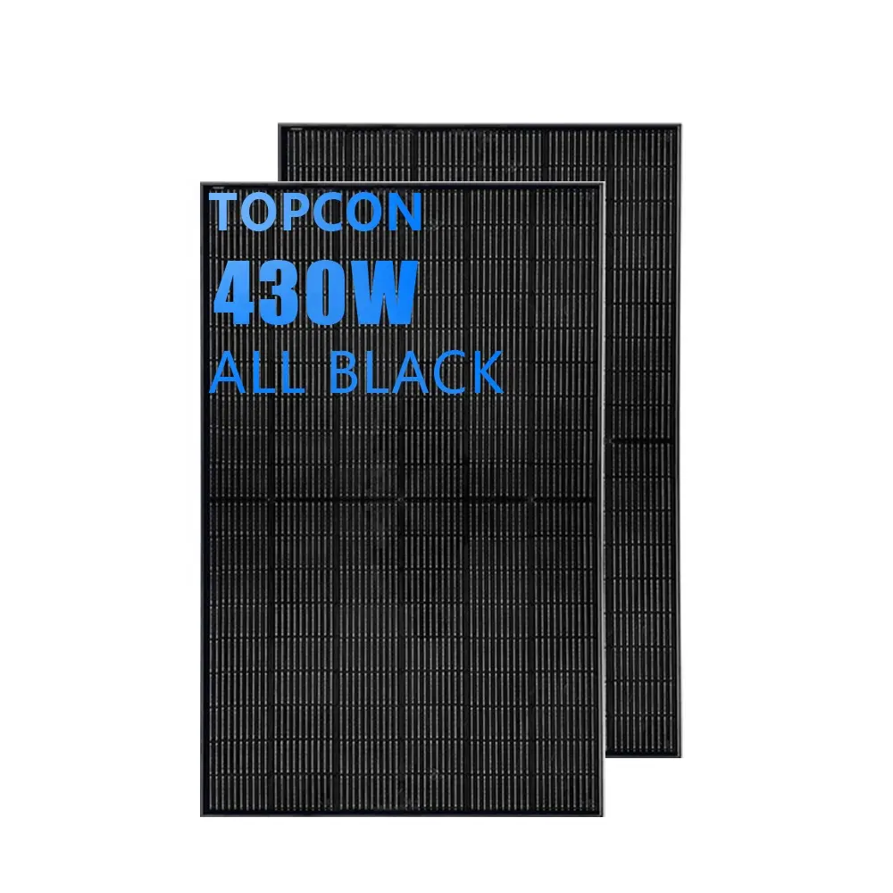 Pannello solare TOPCon ad alta efficienza 400w 410w 420w 430w 440w 450w pannelli fotovoltaici monocristallini completamente neri bifacciali
