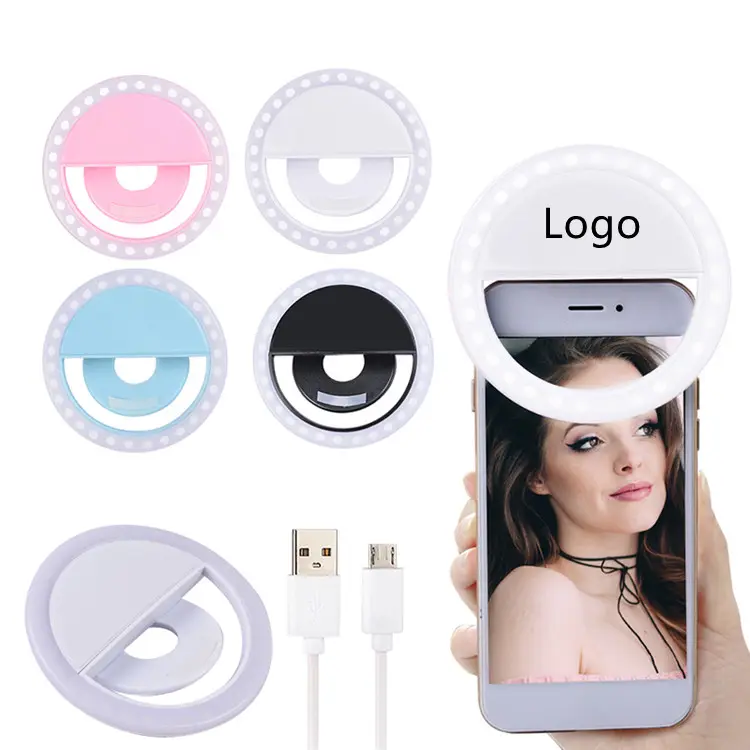 Klip Kamera USB Portabel Isi Ulang Daya, Fotografi Video Ponsel Lampu LED Cincin Selfie