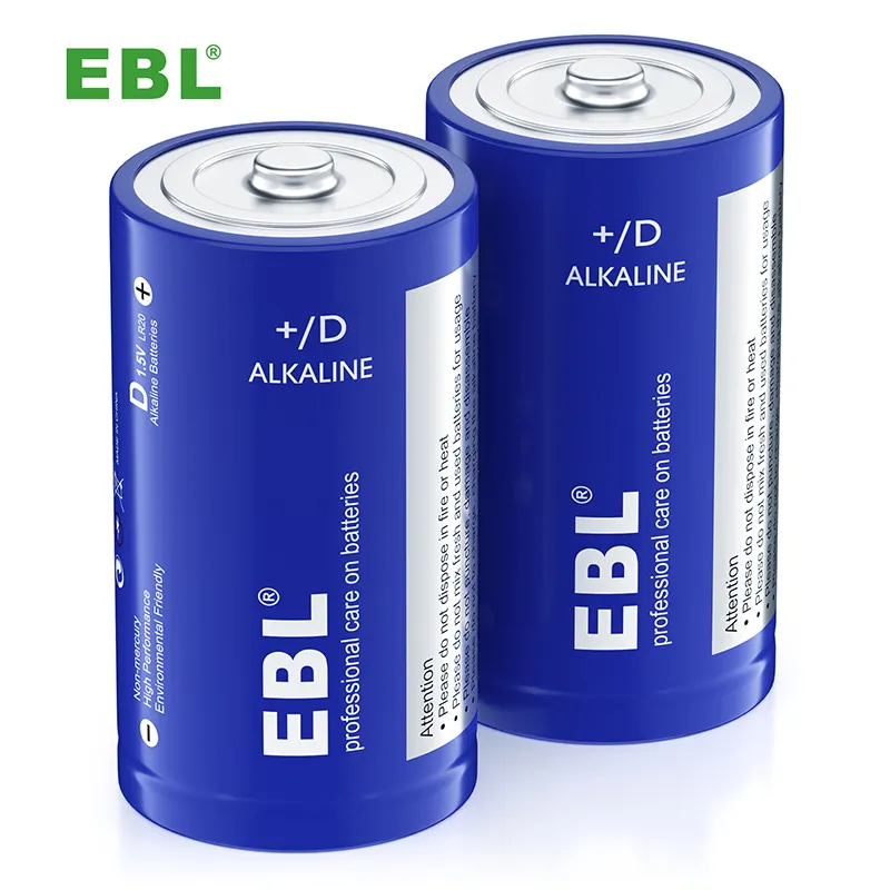 EBL Высокая емкость 1,5 В 20000 мАч сухая батарея D щелочная батарея