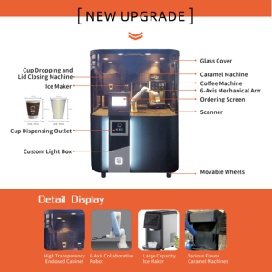 JSK 6 Axisロボットバリスタコーヒーマシンセルフサービスホットコールドコーヒーロボットコーヒー自动贩売机ショッピングモール用