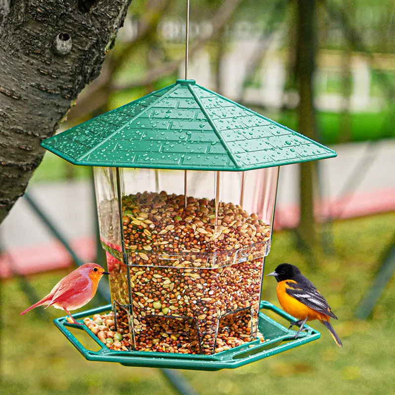 Decoração ao ar livre, semente de pássaro para alimentadores externos para jardim quintal pendurado alimentador de pássaros para pássaros selvagem ao ar livre