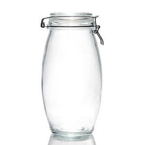 ตัวอย่างฟรีโปร่งใสเปล่า 1500ml 2000ml แคลมป์ขวดแก้วเก็บอาหารพร้อมสติกเกอร์ - Product Image 4