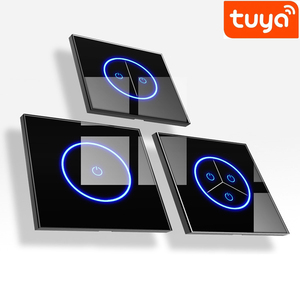 Yeni 10A LED cam Panel akıllı dokunmatik ekran ışık anahtarı ab İngiltere standart 1/2/3 Gang büyük halka daire D WiFi Tuya uzaktan akıllı ev - Product Image 5