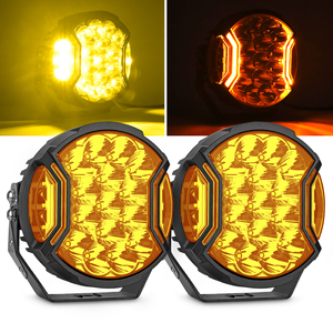 2025新款12v 24v卡车灯系统7英寸侧射手发光二极管行车灯drl发光二极管圆形工作灯琥珀色拖拉机越野灯