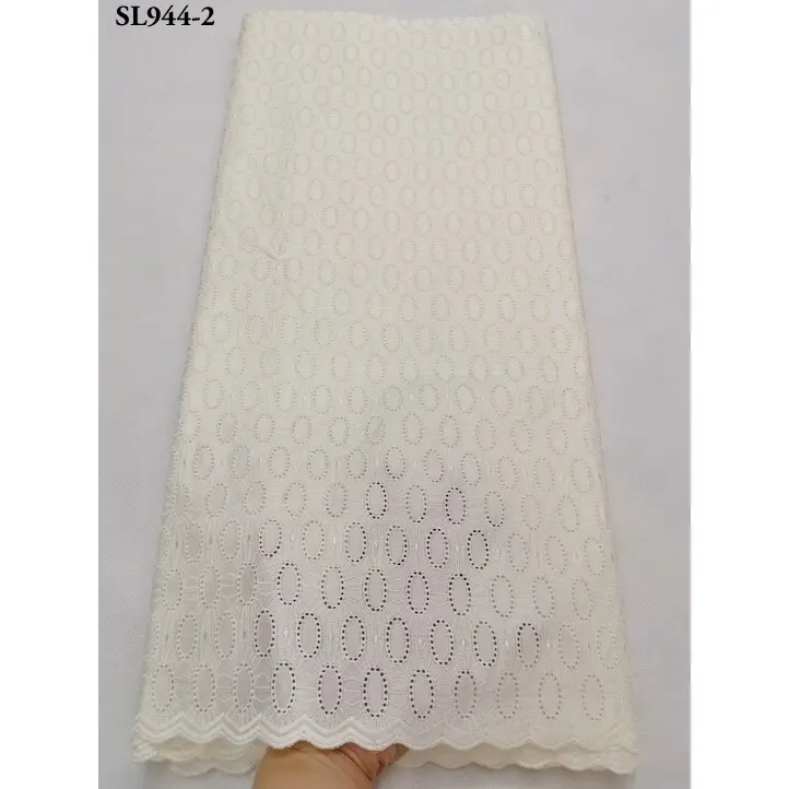 Laço de algodão polonês francês branco pedras bordadas secas laço de tecido suíço voile