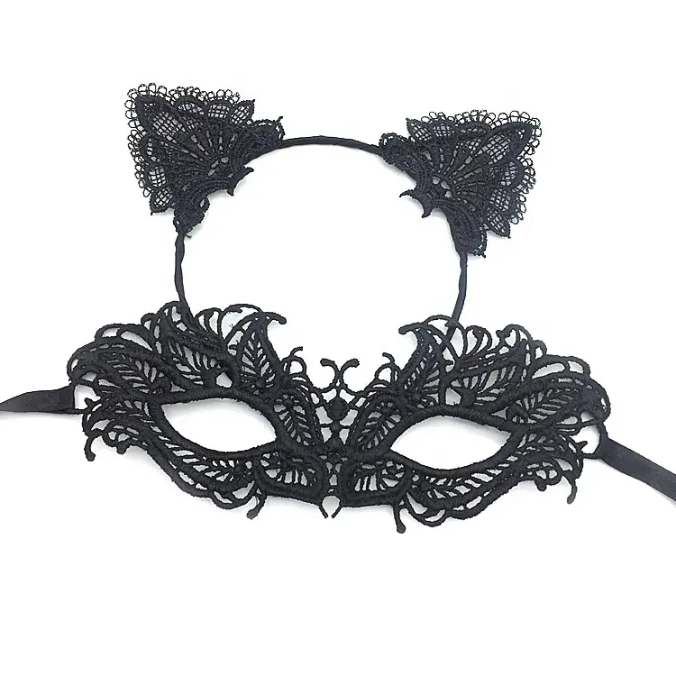 Mujeres Negro Carnaval Disfraz Decoración Sexy Máscara de Halloween con diadema