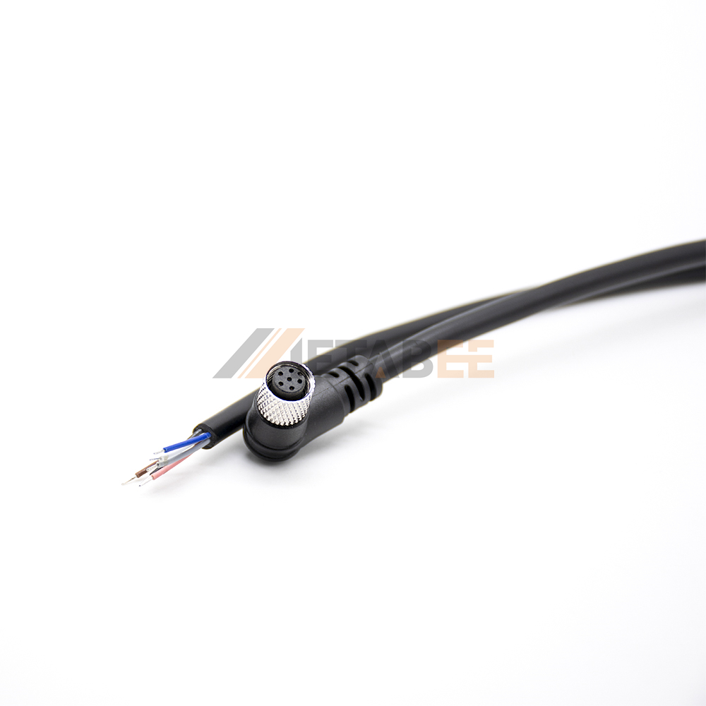 Connecteur coudé femelle M8, gaine résistante à l'huile PUR