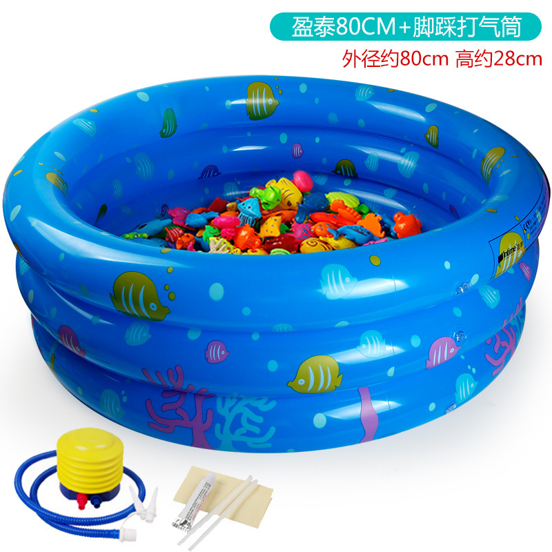 Piscina inflable con fondo de burbujas de tres capas azul de 80 cm