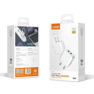LDNIO A2201 Wall Home Travel Charger 5V <strong>2</strong>.4A <strong>Socket</strong> US EU Plug With Cable for Iphone Android Dual <strong>USB</strong> Ports Power <strong>Adapter</strong> - Product Image 6