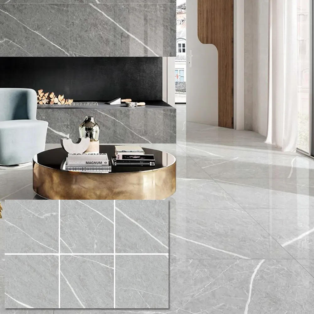 Grey Artificial Decoration Ceramic Floor Tiles HS Code 60x60 Marble Effect Porcelain Flooring Types Marble Floor Tile