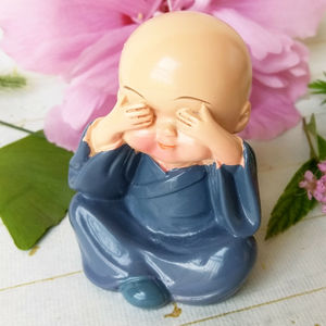 Yok söyle yok duymak yok görmek hiçbir kötülük buda ve keşiş heykeli reçine araba masası kitaplık dekorasyon - Product Image 3