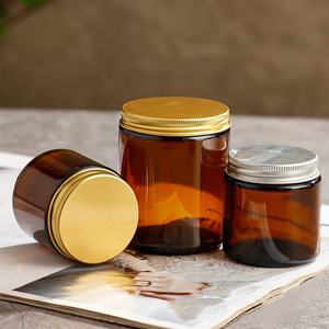 Geniş ağız aromaterapi düz taraflı balmumu mumluk mum kavanoz cam kavanoz zihinsel kapaklı