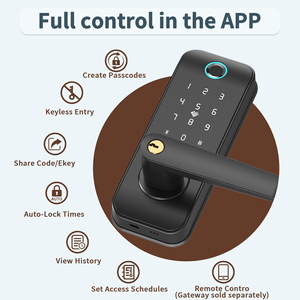 Tuya App Fingerprint Smart European Style Door Handle Lever <strong>Lock</strong> Office Push Pull Electronic Code Small Aluminum Gold <strong>Key</strong> - Product Image 5