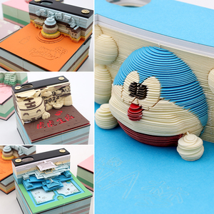 Bloque de construcción de dibujos animados en 3D, Bloc de notas con capas rasgadas, para decoración de oficina - Product Image 2
