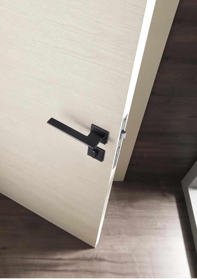 Safety Black Zinc Alloy Interior Door Handle Lever Lock With  Mortise Lock Door Handle