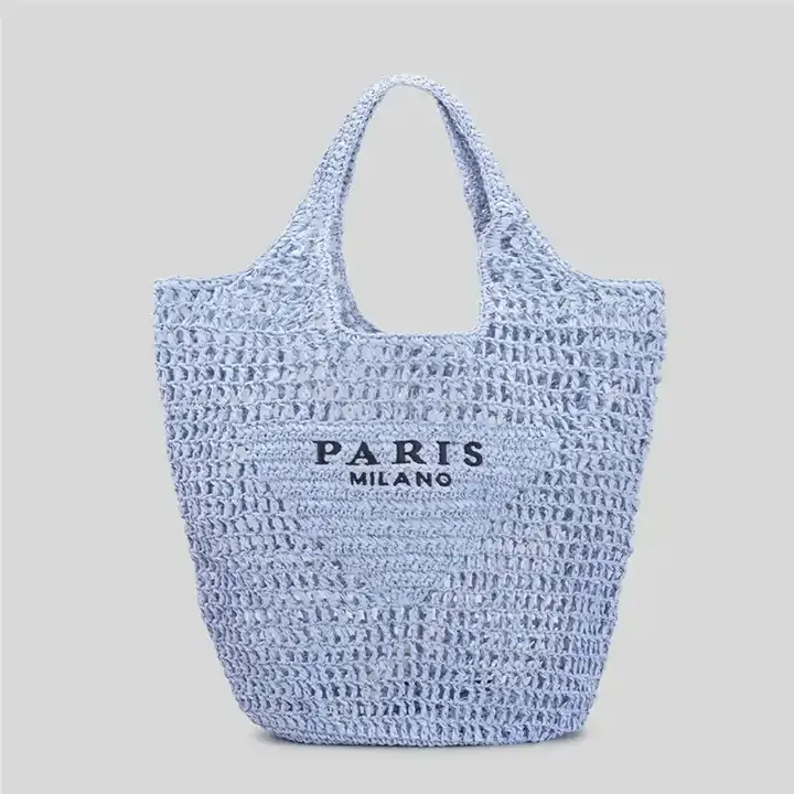 Thân thiện với môi giấy sang trọng Raffia dệt Tote bãi biển Túi xách mùa hè Shopper Ví Rỗng ra handmade rơm mua sắm túi