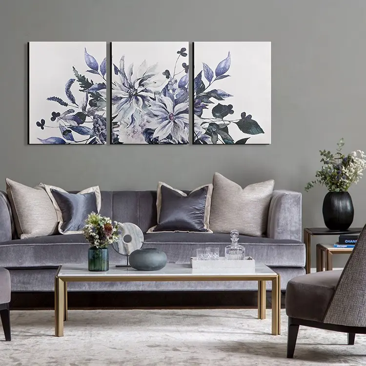 EAGLEGIFTS Modern Flower 3 Panel Unframed Wall Canvas Prints Home Decor Wall Art One Piece Stretch Canvass trittico Painting