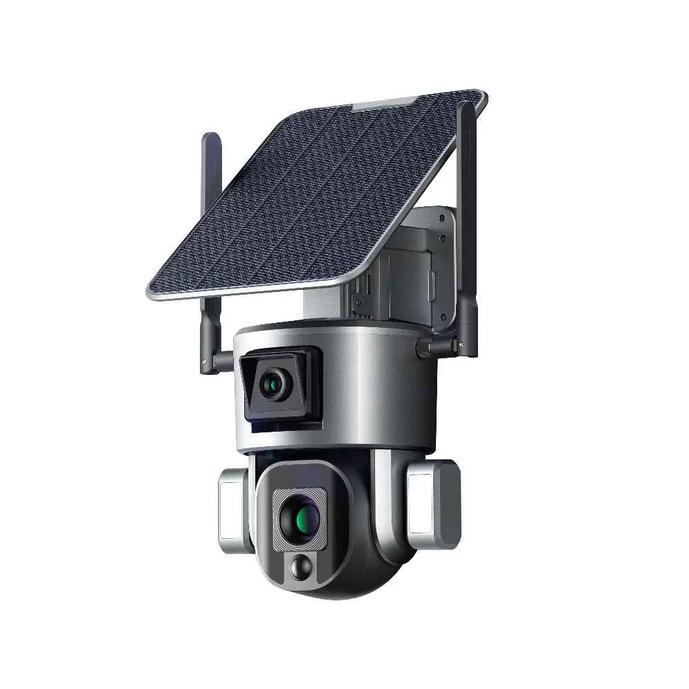 الأكثر مبيعًا كاميرا P2P عدسة مزدوجة احترافية خارجية 4K 4G كاميرا WIFI كاميرا IP شمسية