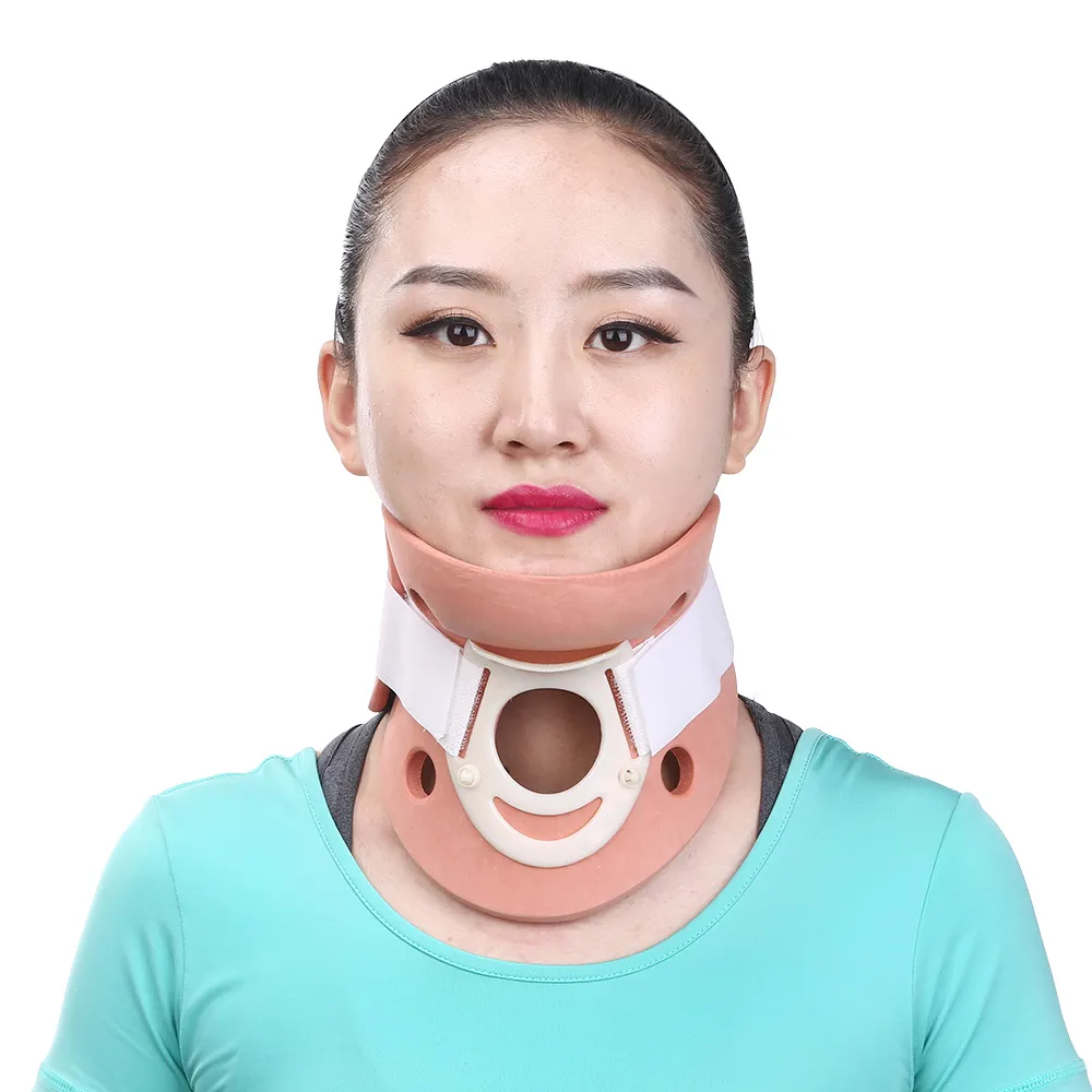 comfortable red polymer neck support cervical traction device soft cervical neck support collar for adult